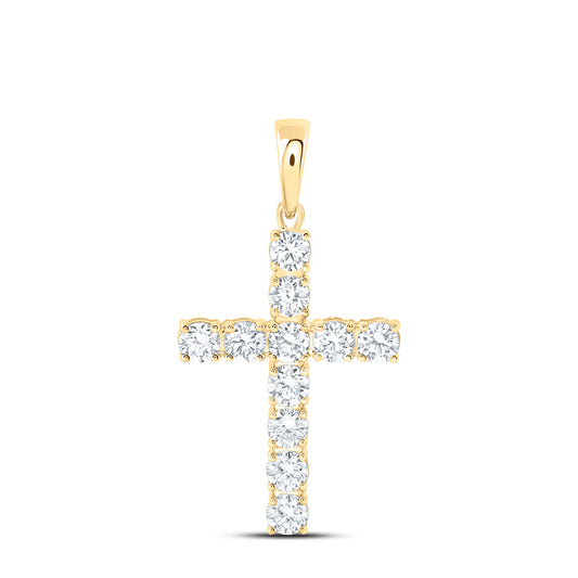14K Yellow Or White Gold 1 1/5 Cttw Lab Grown Diamond Fashion Cross Pendant