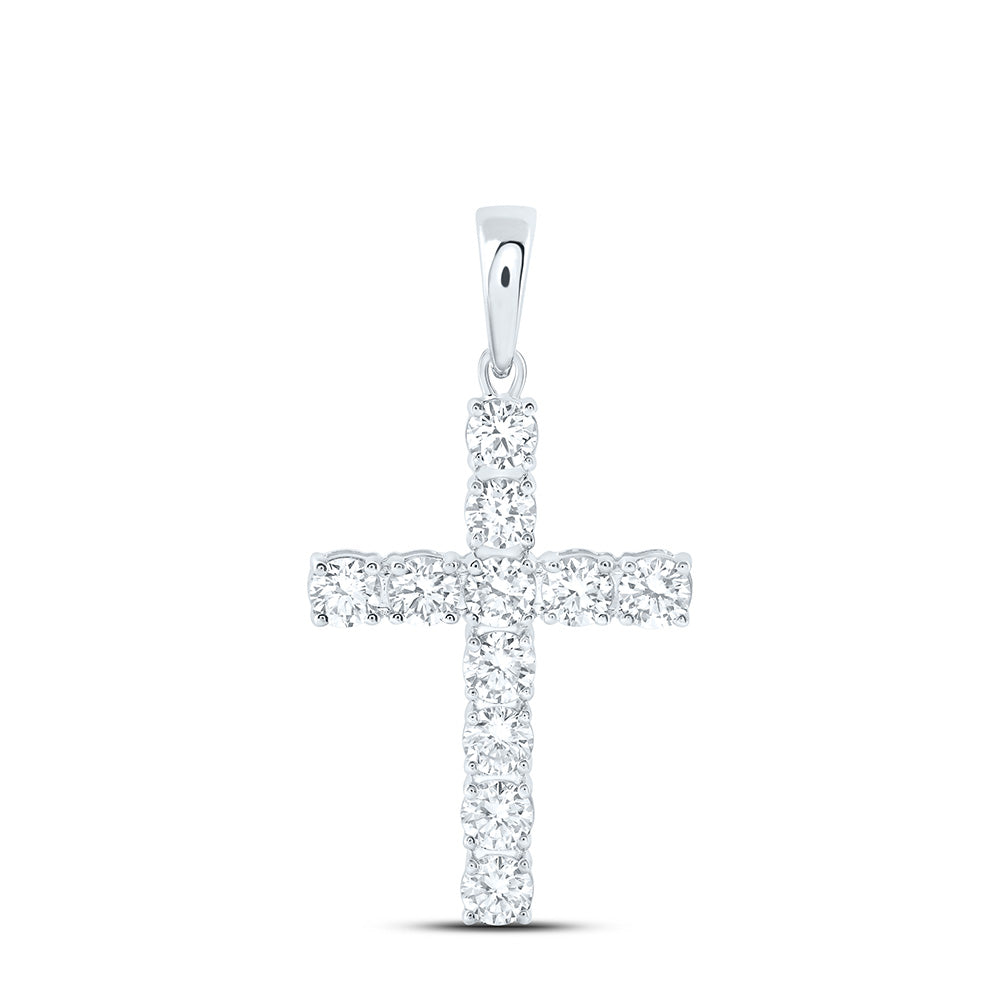 14K Yellow Or White Gold 1 1/5 Cttw Lab Grown Diamond Fashion Cross Pendant