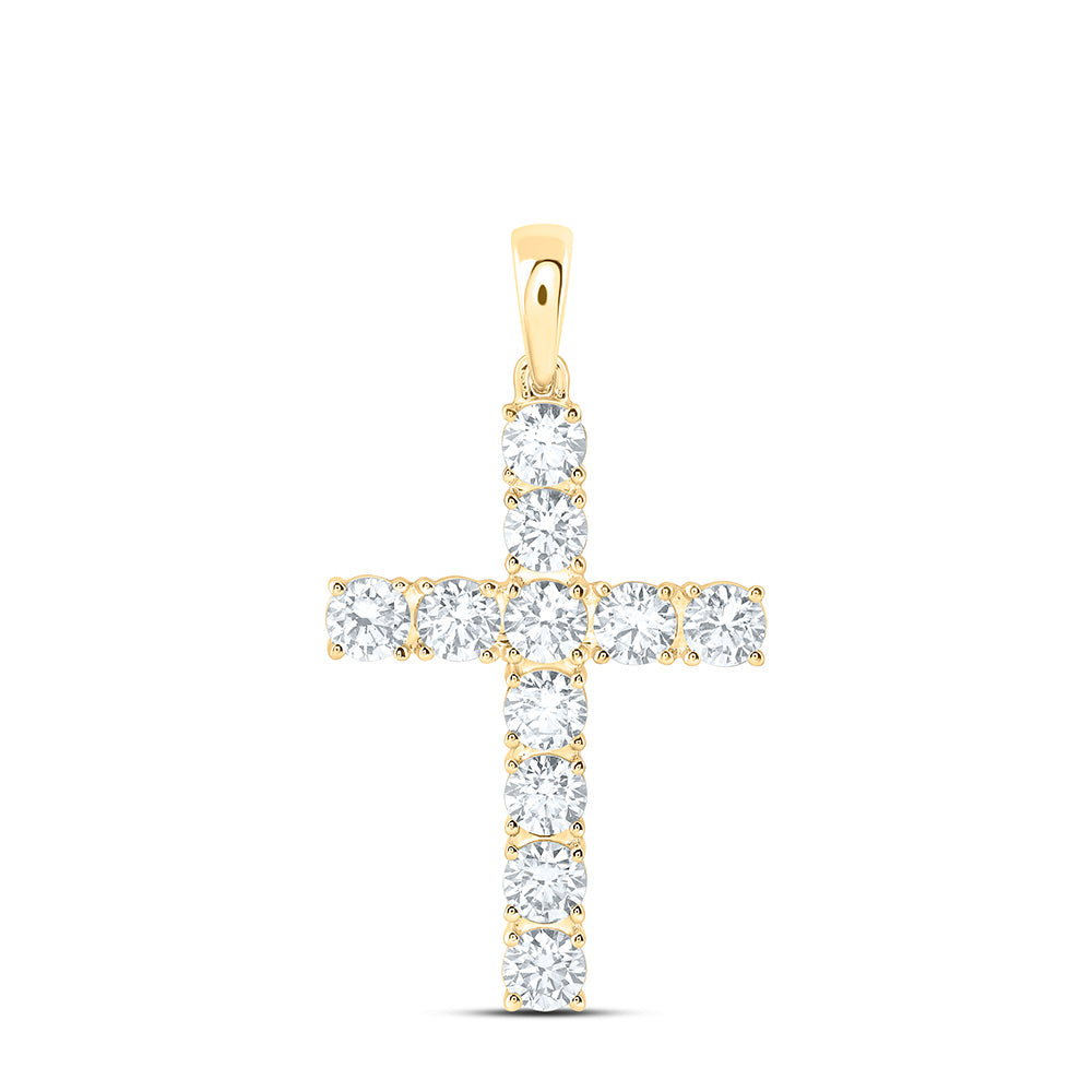 14K Yellow Or White Gold 1 7/8 Cttw Lab Grown Diamond Fashion Cross Pendant