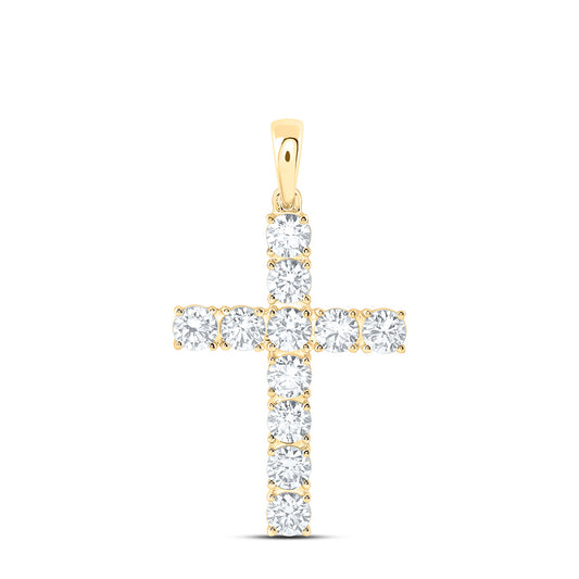 14K Yellow Or White Gold 1 7/8 Cttw Lab Grown Diamond Fashion Cross Pendant