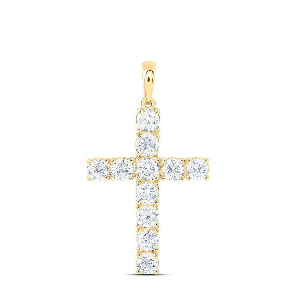 14K Yellow Or White Gold 2 Cttw Lab Grown Diamond Fashion Cross Pendant