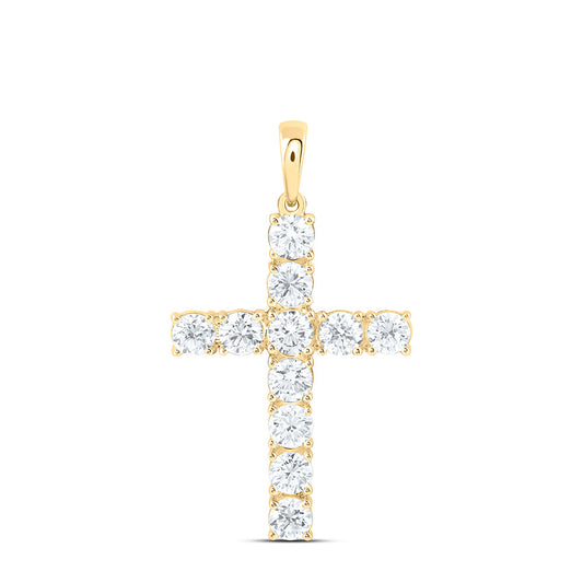 14K Yellow Or White Gold 2 Cttw Lab Grown Diamond Fashion Cross Pendant