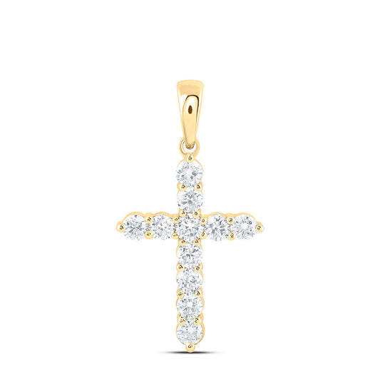 14K Yellow Or White Gold 3/4 Cttw Lab Grown Diamond Fashion Cross Pendant