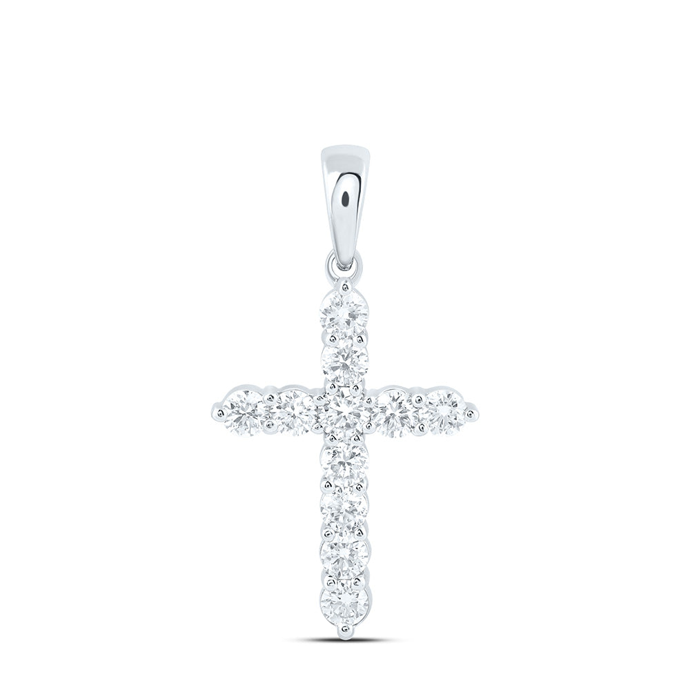 14K Yellow Or White Gold 3/4 Cttw Lab Grown Diamond Fashion Cross Pendant