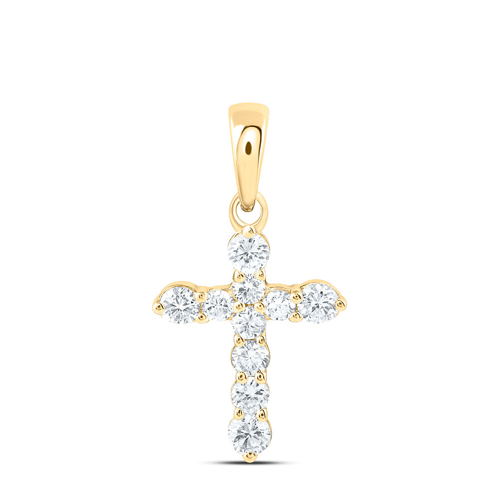 14K Yellow Or White Gold 1/4 Cttw Lab Grown Diamond Fashion Cross Pendant