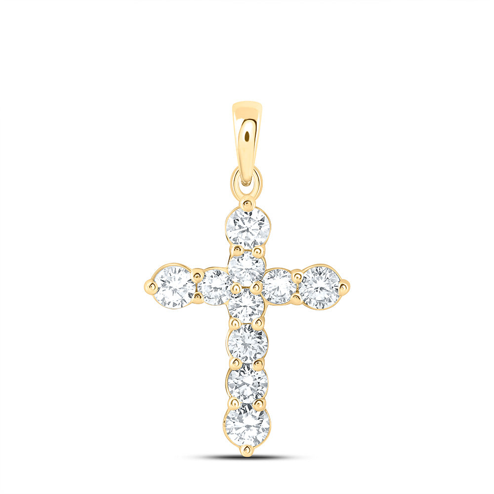 14K Yellow Or White Gold 5/8 Cttw Lab Grown Diamond Fashion Cross Pendant