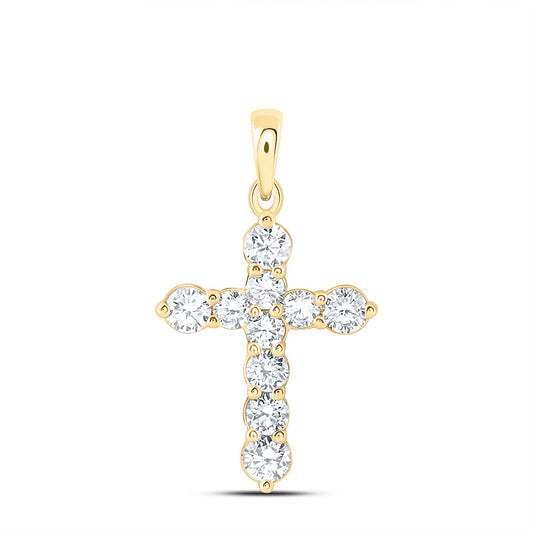 14K Yellow Or White Gold 5/8 Cttw Lab Grown Diamond Fashion Cross Pendant