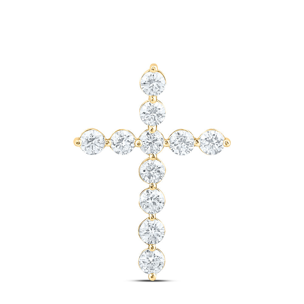 14K Yellow Or White Gold 1/2 Cttw Lab Grown Diamond Fashion Cross Pendant
