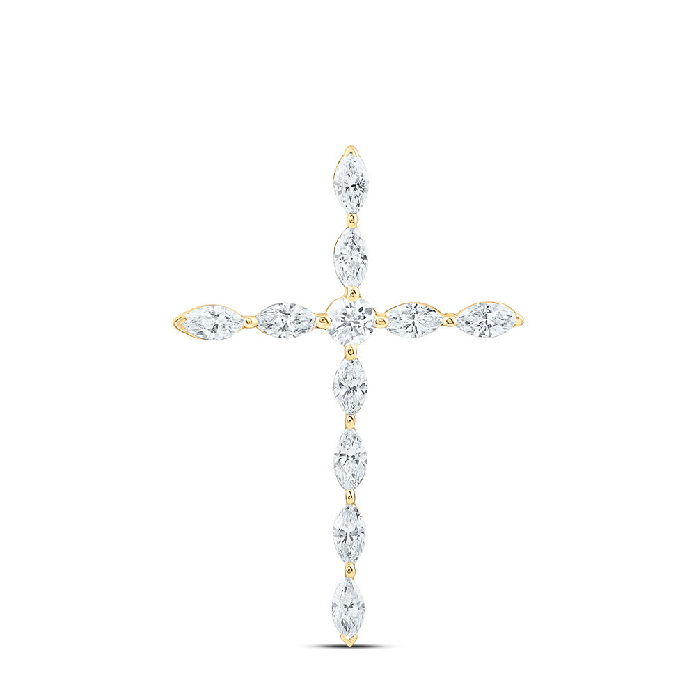 14K Yellow Or White Gold 1/3 Cttw Lab Grown Diamond Fashion Cross Pendant