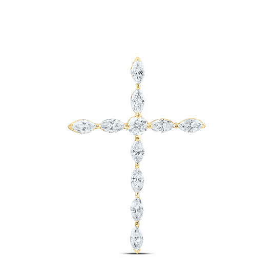 14K Yellow Or White Gold 1/3 Cttw Lab Grown Diamond Fashion Cross Pendant