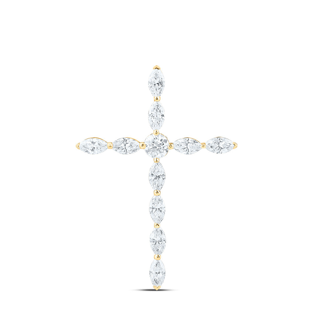 14K Yellow Or White Gold 1 Cttw Lab Grown Diamond Fashion Cross Pendant