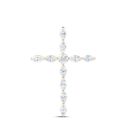 14K Yellow Or White Gold 1 Cttw Lab Grown Diamond Fashion Cross Pendant