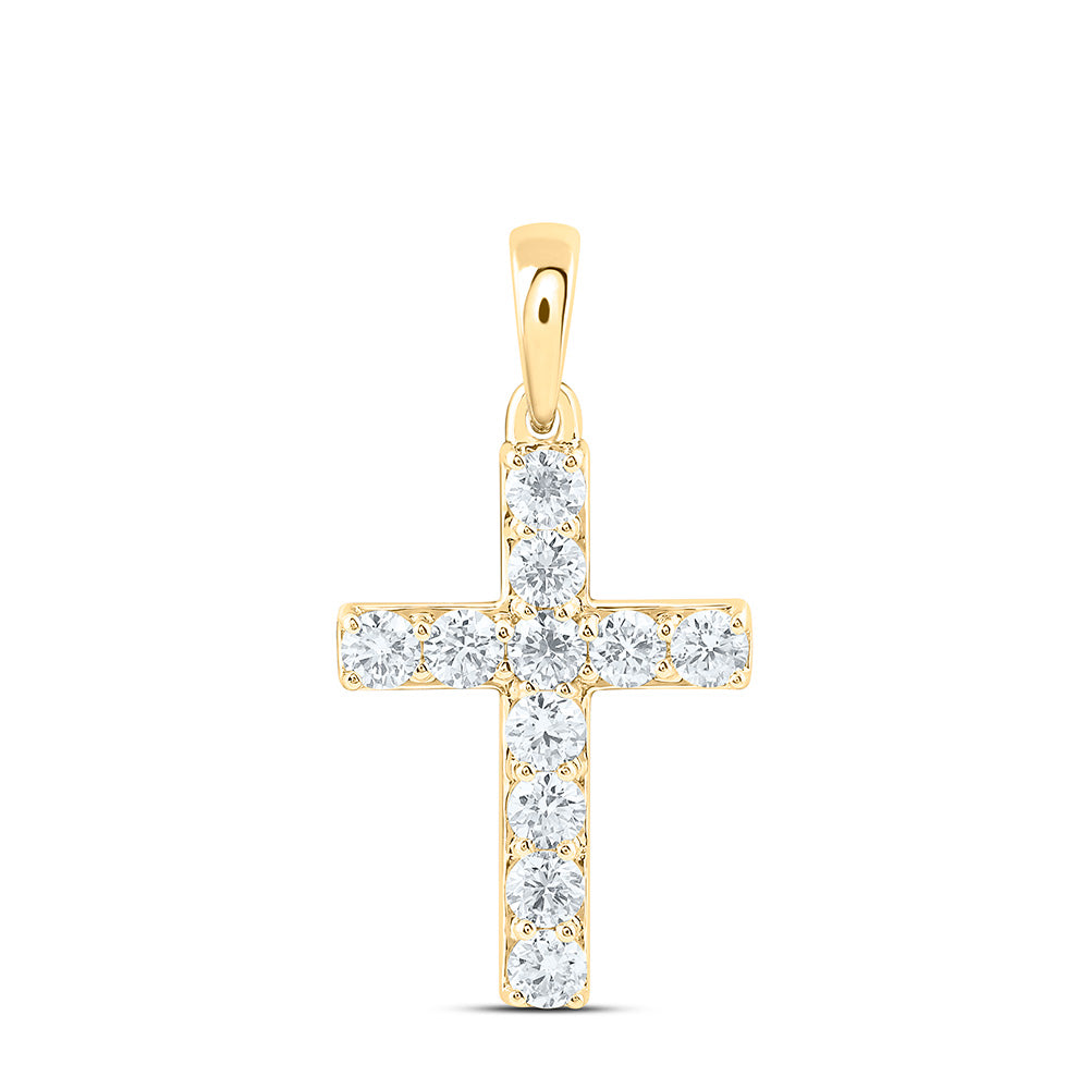 14K Yellow Or White Gold 1/2 Cttw Lab Grown Diamond Fashion Cross Pendant