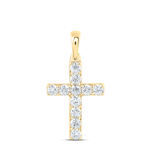 14K Yellow Or White Gold 1/2 Cttw Lab Grown Diamond Fashion Cross Pendant