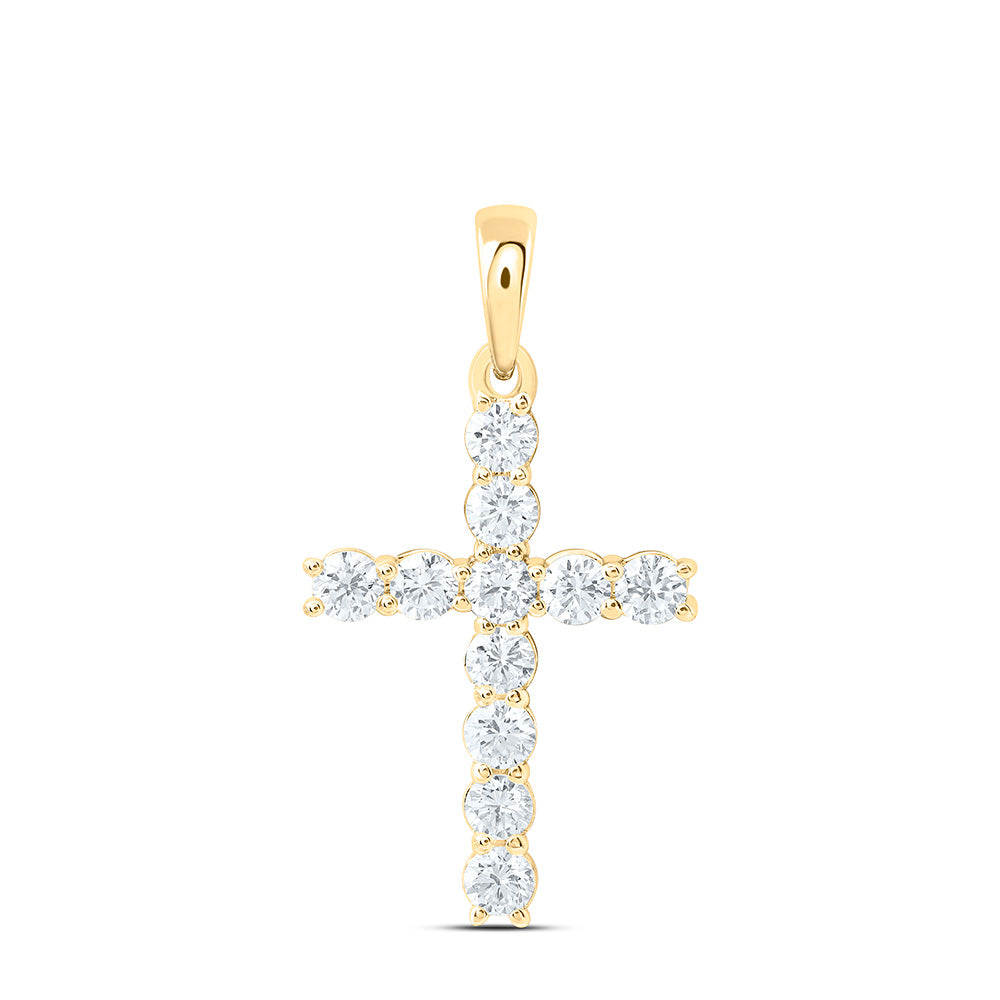 14K Yellow Or White Gold 1/2 Cttw Lab Grown Diamond Fashion Cross Pendant