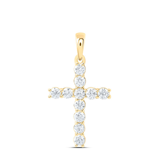 14K Yellow Or White Gold 1/2 Cttw Lab Grown Diamond Fashion Cross Pendant