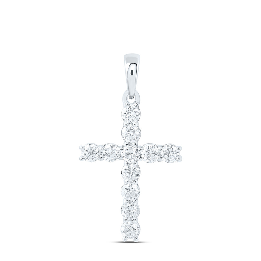 14K Yellow Or White Gold 1/2 Cttw Lab Grown Diamond Fashion Cross Pendant