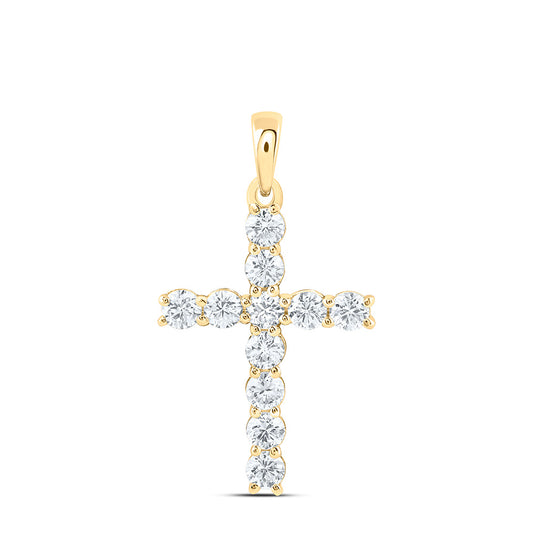 14K Yellow Or White Gold 3/4 Cttw Lab Grown Diamond Fashion Cross Pendant
