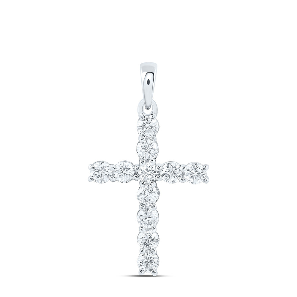 14K Yellow Or White Gold 3/4 Cttw Lab Grown Diamond Fashion Cross Pendant