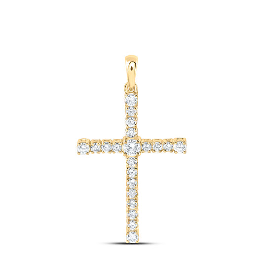 14K Yellow Or White Gold 5/8 Cttw Lab Grown Diamond Fashion Cross Pendant