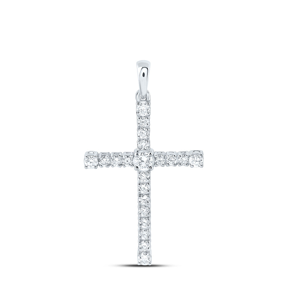 14K Yellow Or White Gold 5/8 Cttw Lab Grown Diamond Fashion Cross Pendant