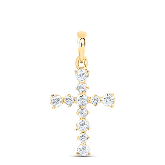 14K Yellow Or White Gold 1/4 Cttw Lab Grown Diamond Fashion Cross Pendant