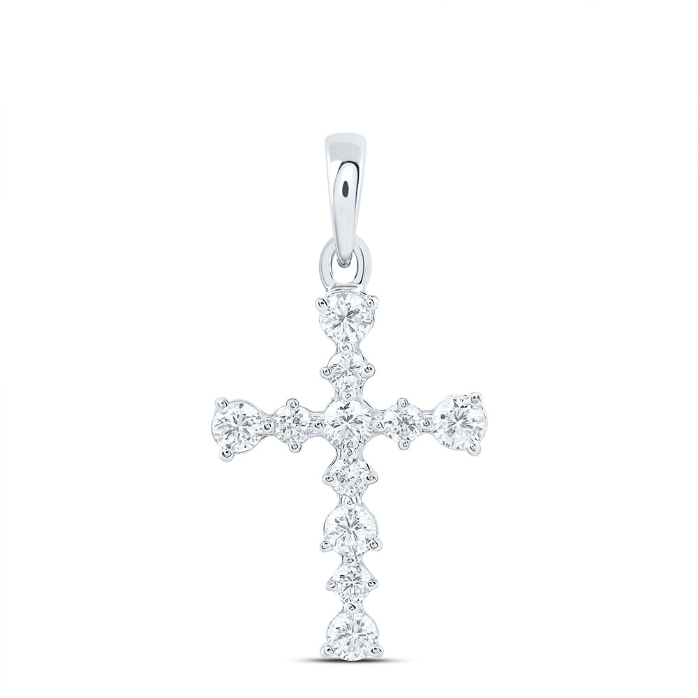 14K Yellow Or White Gold 1/4 Cttw Lab Grown Diamond Fashion Cross Pendant