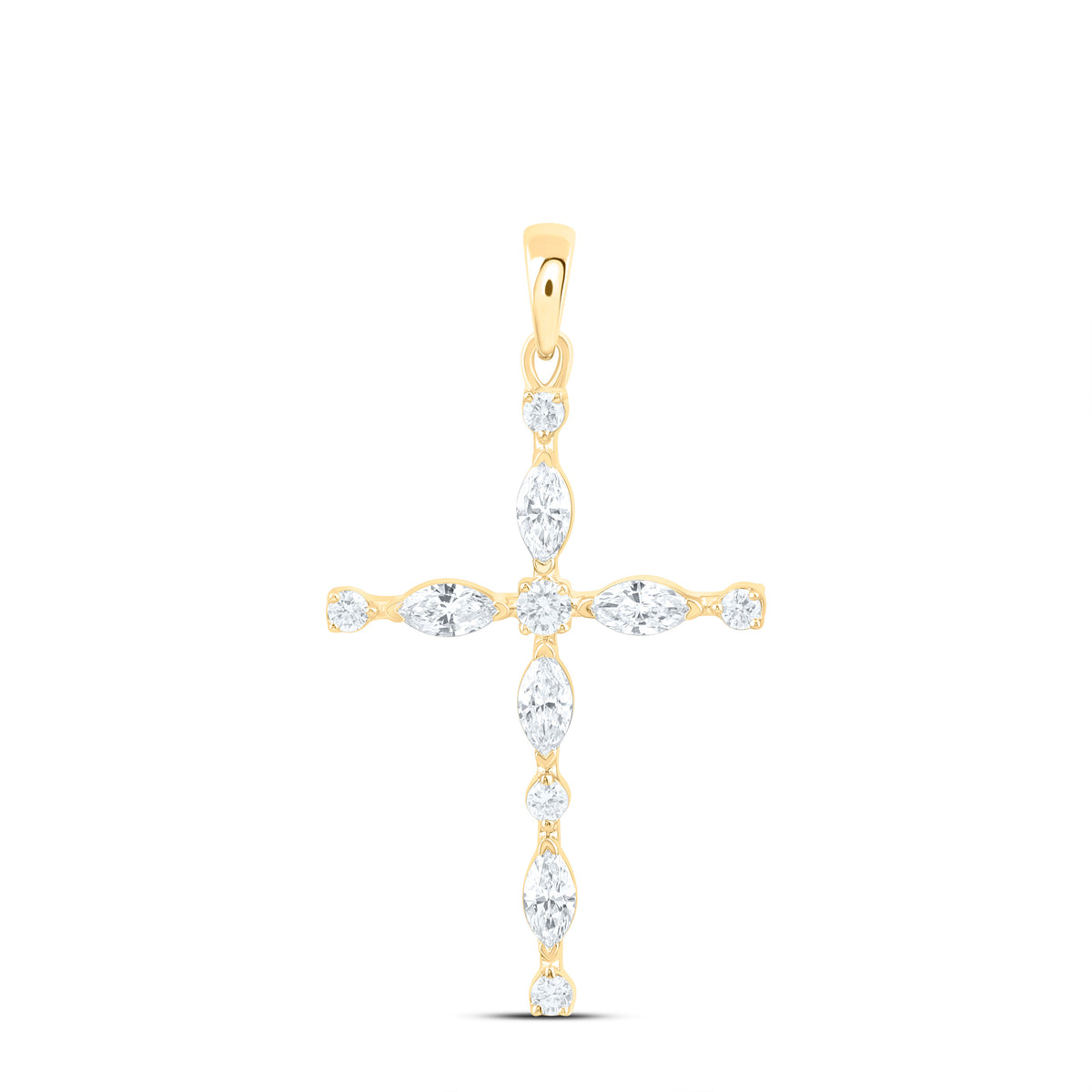 14K Yellow Or White Gold 3/8 Cttw Lab Grown Diamond Fashion Cross Pendant