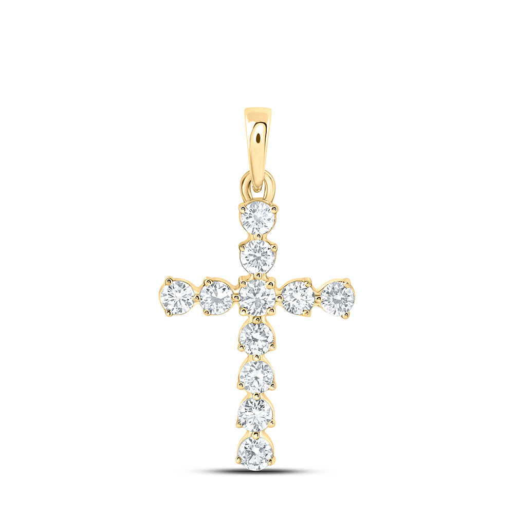 14K Yellow Or White Gold 3/8 Cttw Lab Grown Diamond Fashion Cross Pendant