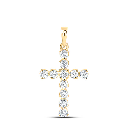 14K Yellow Or White Gold 3/8 Cttw Lab Grown Diamond Fashion Cross Pendant