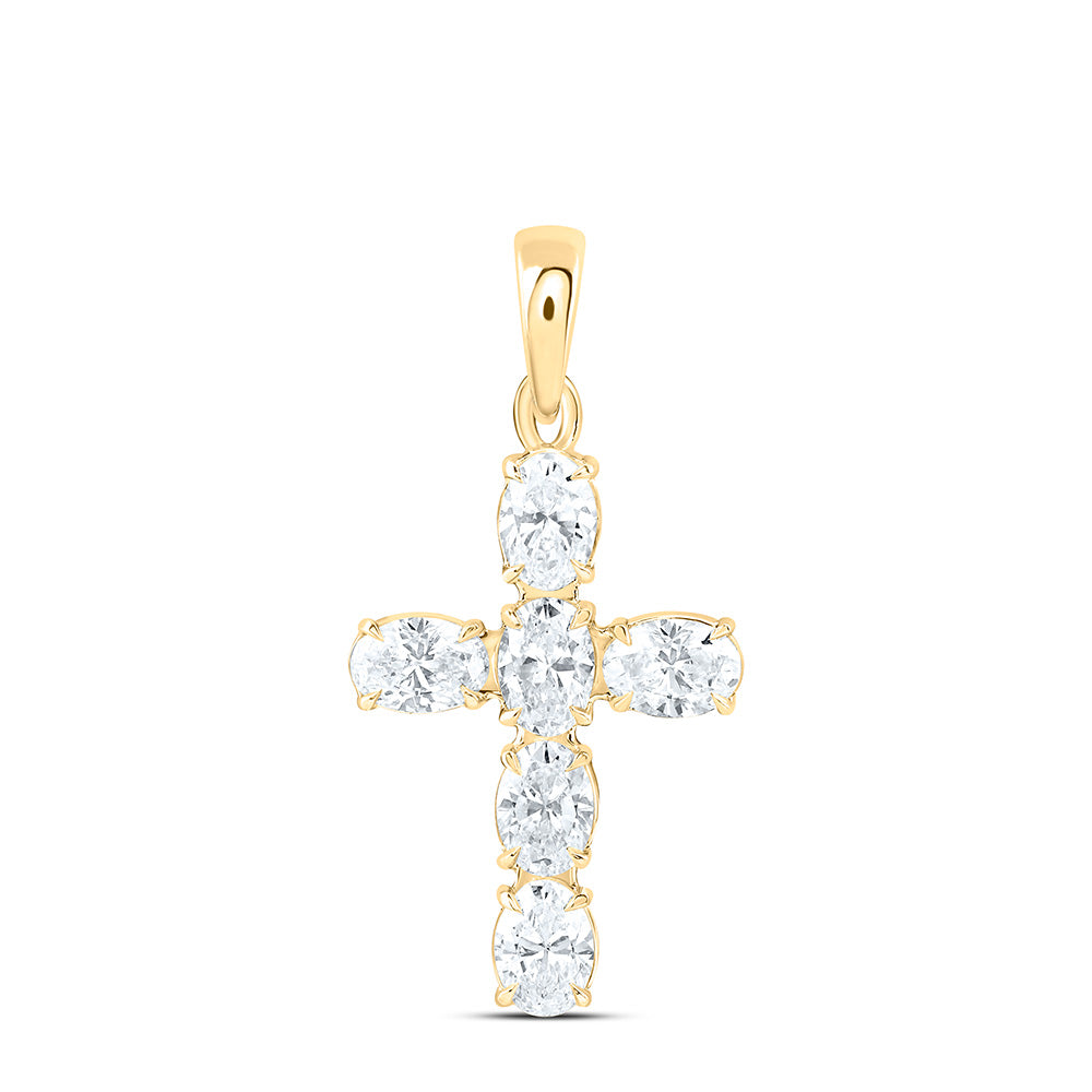 14K Yellow Or White Gold 3/4 Cttw Lab Grown Diamond Fashion Cross Pendant