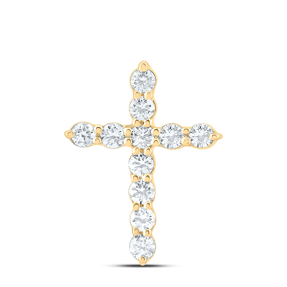 14K Yellow Or White Gold 1/6 Cttw Lab Grown Diamond Fashion Cross Pendant