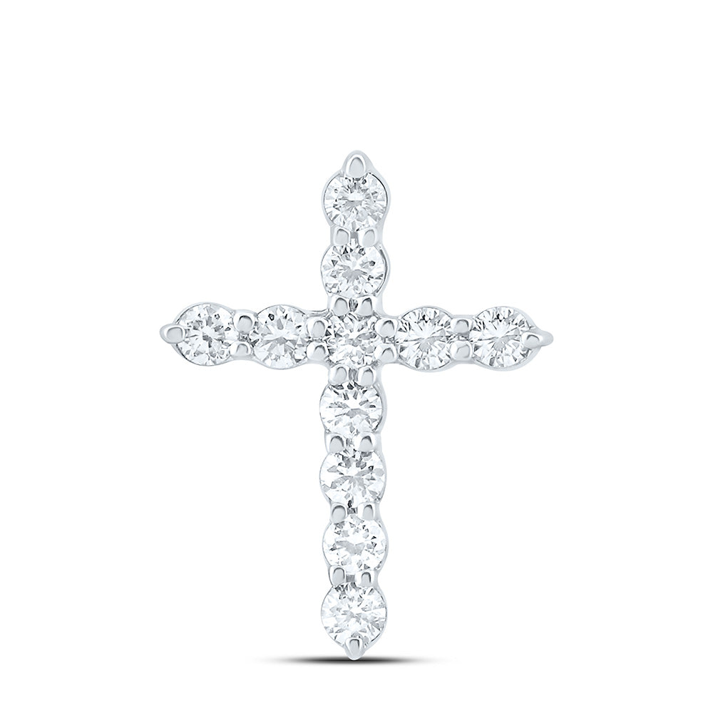 14K Yellow Or White Gold 1/6 Cttw Lab Grown Diamond Fashion Cross Pendant