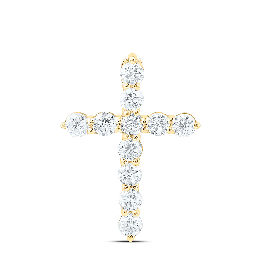 14K Yellow Or White Gold 1/3 Cttw Lab Grown Diamond Fashion Cross Pendant