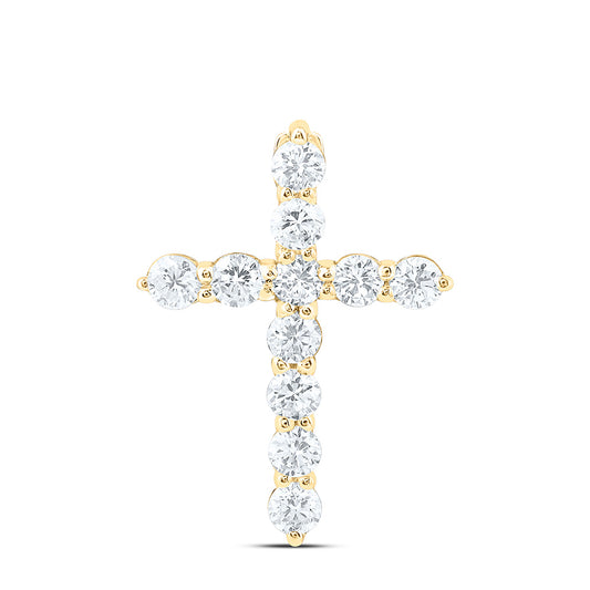 14K Yellow Or White Gold 1/3 Cttw Lab Grown Diamond Fashion Cross Pendant