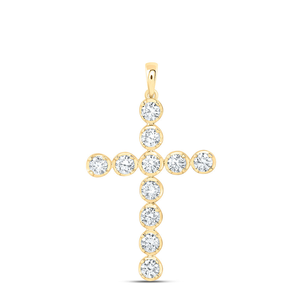14K Yellow Or White Gold 1 Cttw Lab Grown Diamond Fashion Cross Pendant