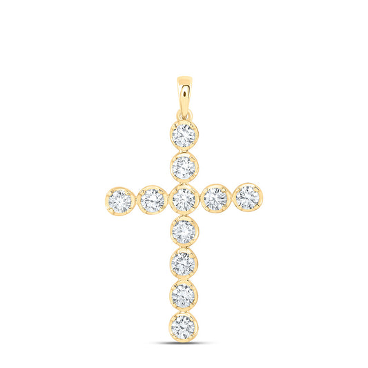 14K Yellow Or White Gold 1 Cttw Lab Grown Diamond Fashion Cross Pendant