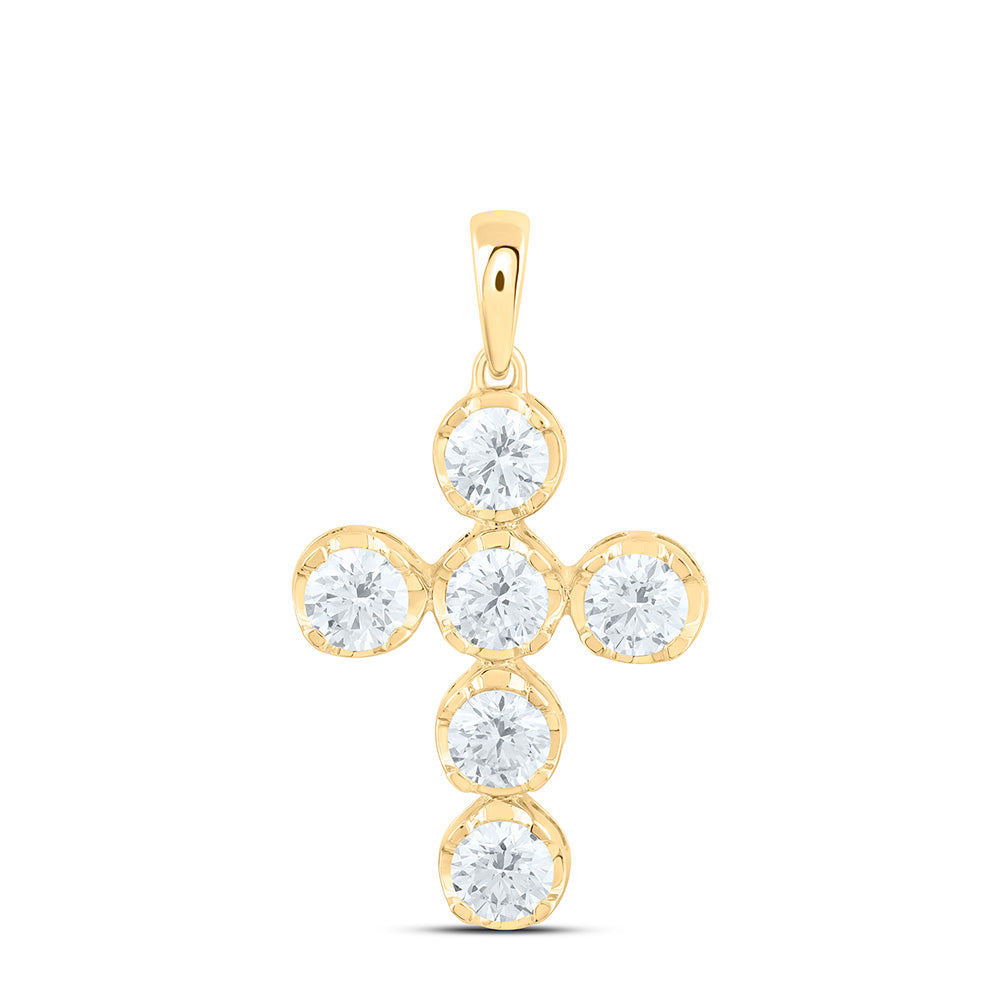 14K Yellow Or White Gold 1 Cttw Lab Grown Diamond Fashion Cross Pendant
