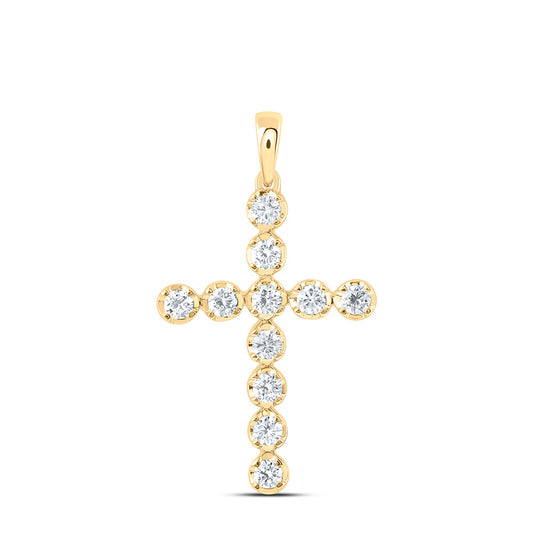 14K Yellow Or White Gold 1/2 Cttw Lab Grown Diamond Fashion Cross Pendant