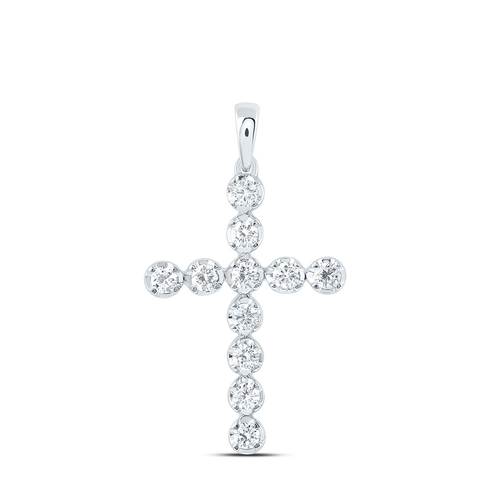 14K Yellow Or White Gold 1/2 Cttw Lab Grown Diamond Fashion Cross Pendant