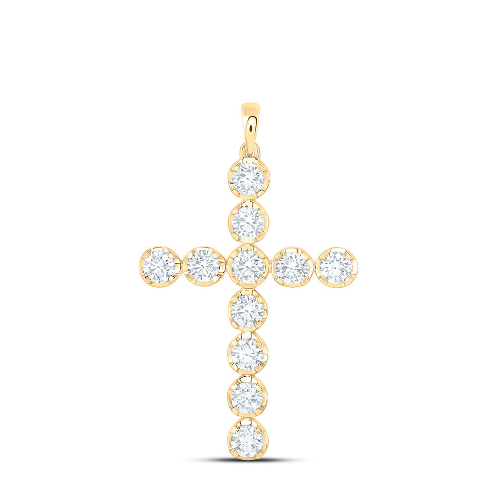 14K Yellow Or White Gold 1 3/4 Cttw Lab Grown Diamond Fashion Cross Pendant