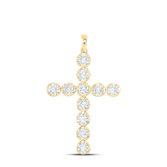 14K Yellow Or White Gold 1 3/4 Cttw Lab Grown Diamond Fashion Cross Pendant