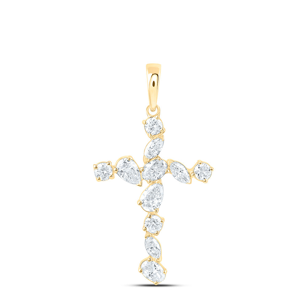 14K Yellow Or White Gold 1/2 Cttw Lab Grown Diamond Fashion Cross Pendant
