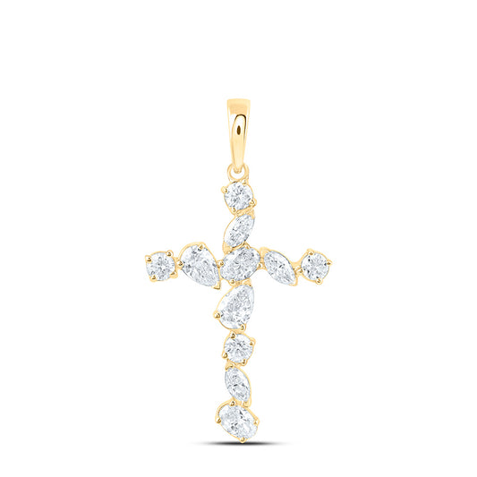 14K Yellow Or White Gold 1/2 Cttw Lab Grown Diamond Fashion Cross Pendant