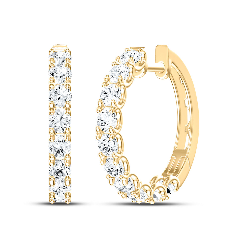 14K Yellow Or White Gold 2 1/5 Cttw Lab Grown Diamond Fashion Round Hoop Earring
