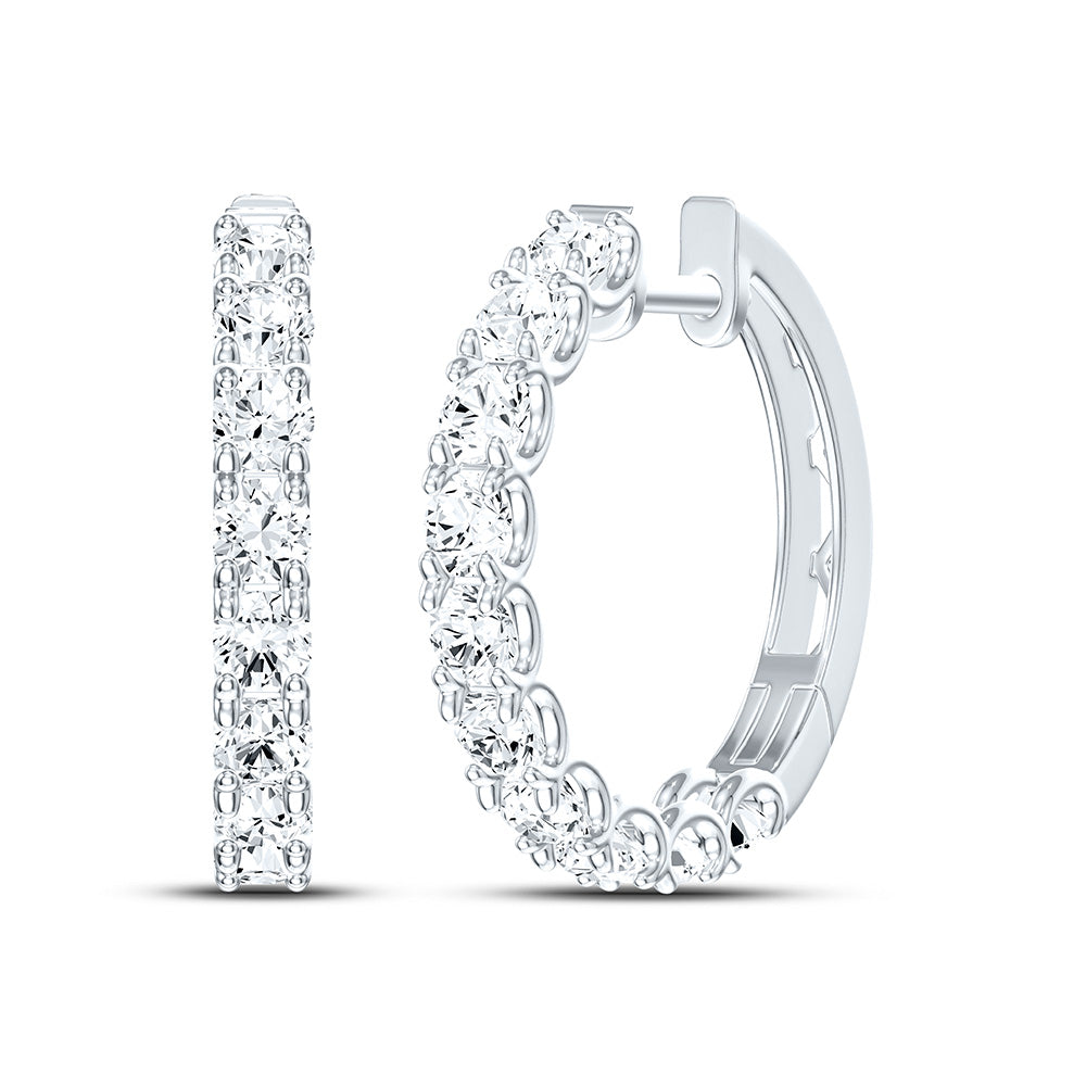 14K Yellow Or White Gold 2 1/5 Cttw Lab Grown Diamond Fashion Round Hoop Earring