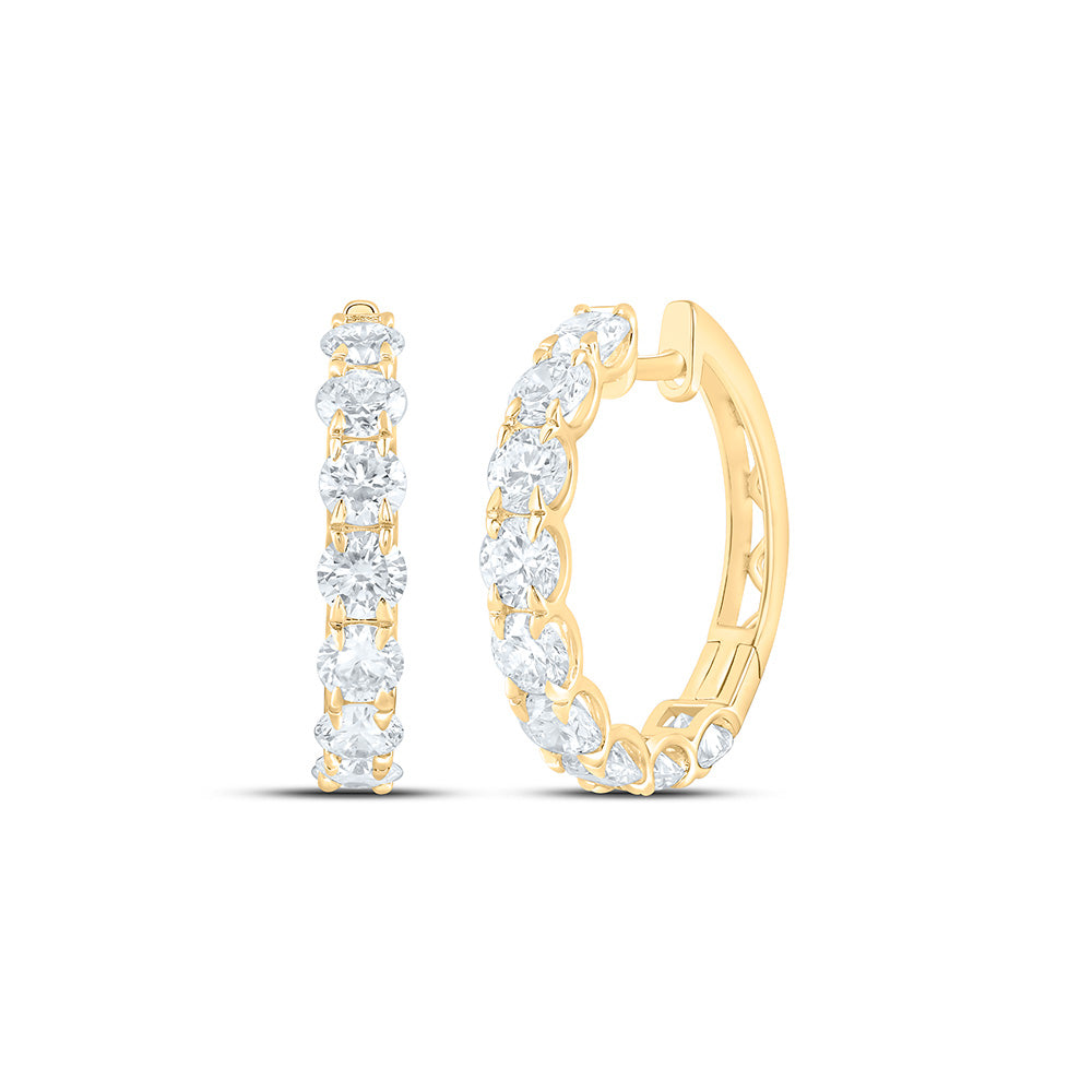 14K Yellow Or White Gold 3 Cttw Lab Grown Diamond Fashion Round Hoop Earring