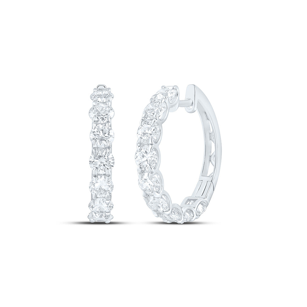 14K Yellow Or White Gold 3 Cttw Lab Grown Diamond Fashion Round Hoop Earring