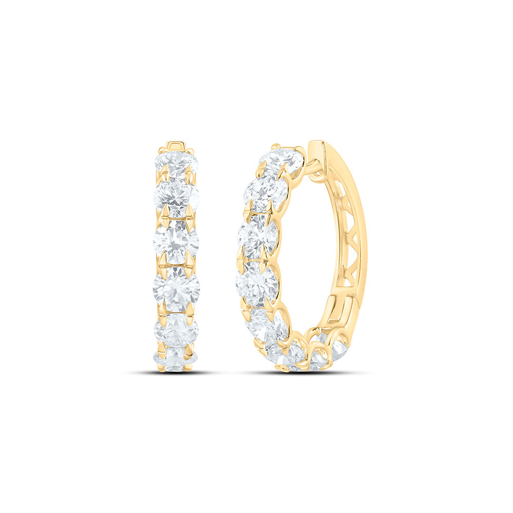 14K Yellow Or White Gold 4 Cttw Lab Grown Diamond Fashion Round Hoop Earring