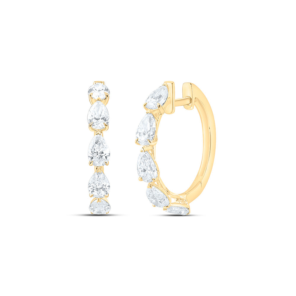 14K Yellow Or White Gold 2 Cttw Lab Grown Diamond Fashion Pear Hoop Earring